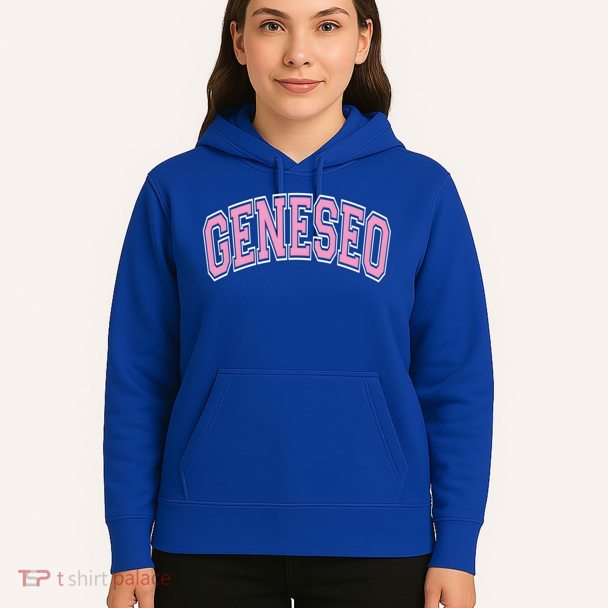 Geneseo Ny New York Varsity Style Pink Text Meaningful Gift Hoodie