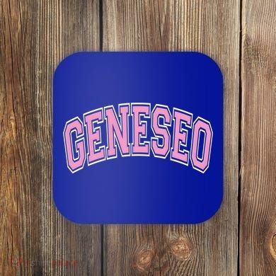 Geneseo Ny New York Varsity Style Pink Text Meaningful Gift Coaster