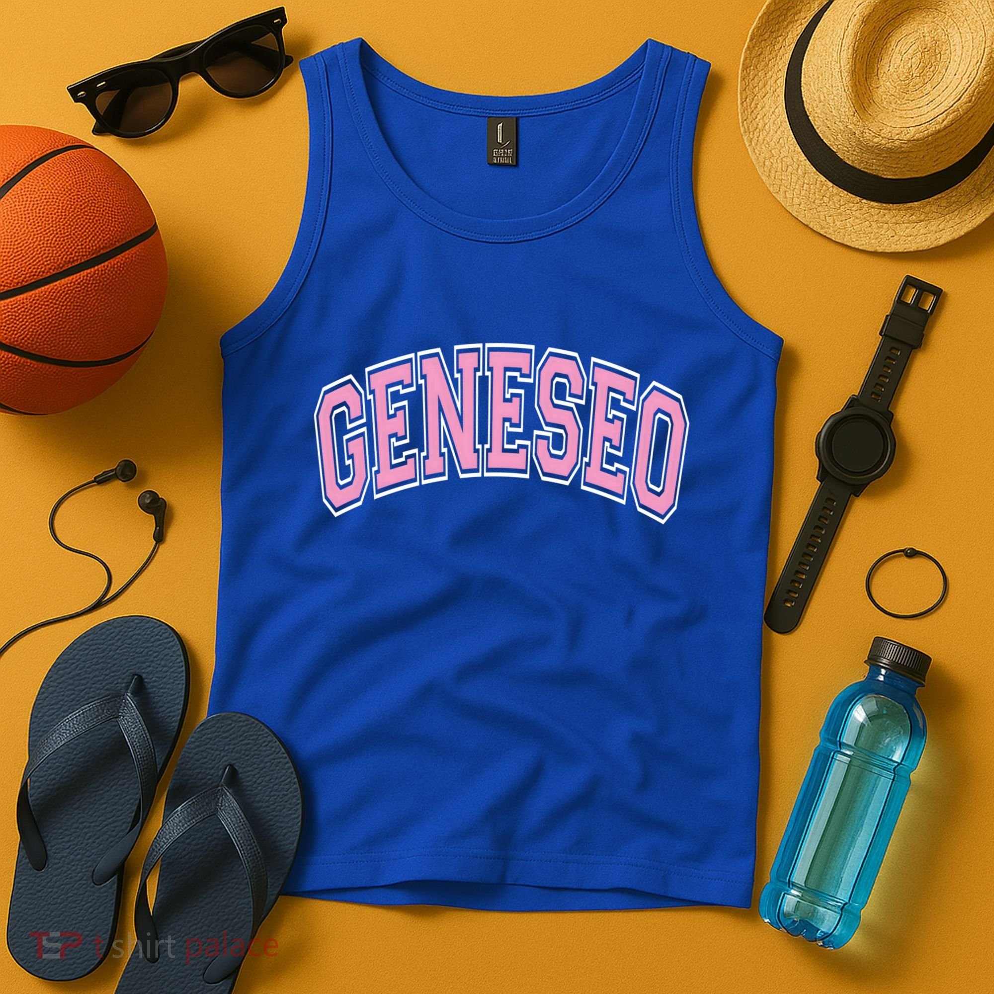 Geneseo Ny New York Varsity Style Pink Text Meaningful Gift Tank Top