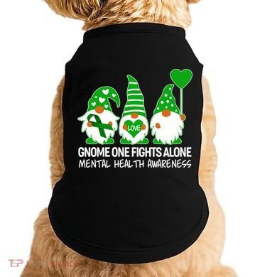 Gnome One Fights Alone Mental Health Awareness Doggie Tank