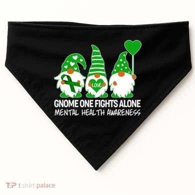 Gnome One Fights Alone Mental Health Awareness USA-Made Doggie Bandana