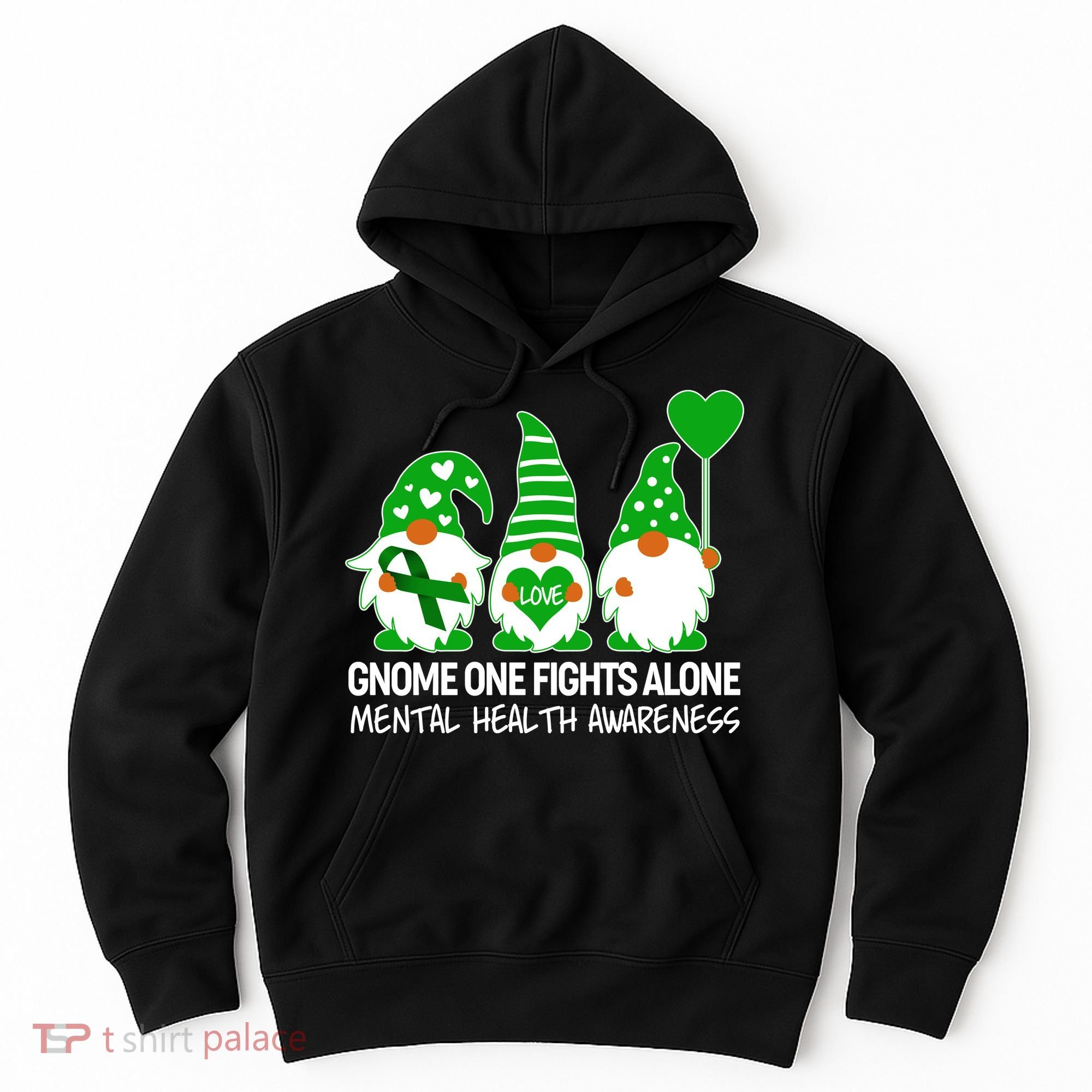 Gnome One Fights Alone Mental Health Awareness Hoodie