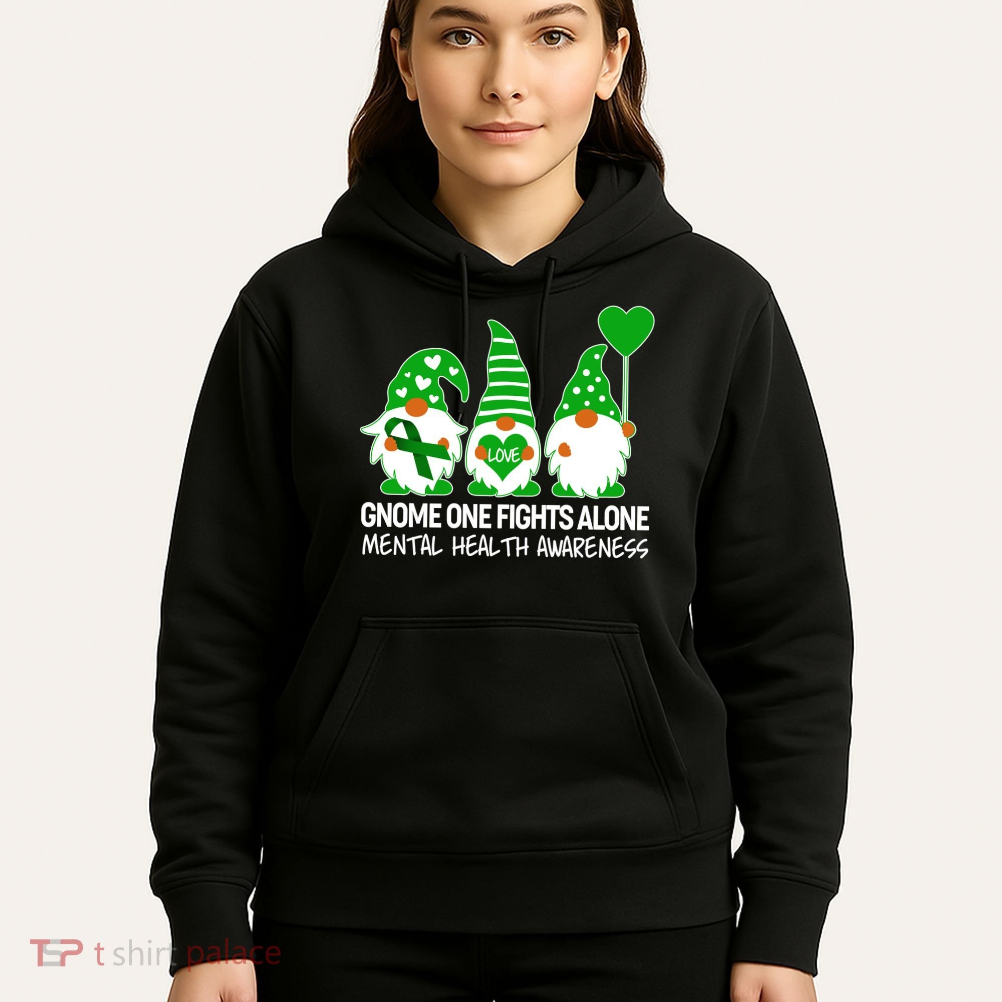 Gnome One Fights Alone Mental Health Awareness Hoodie