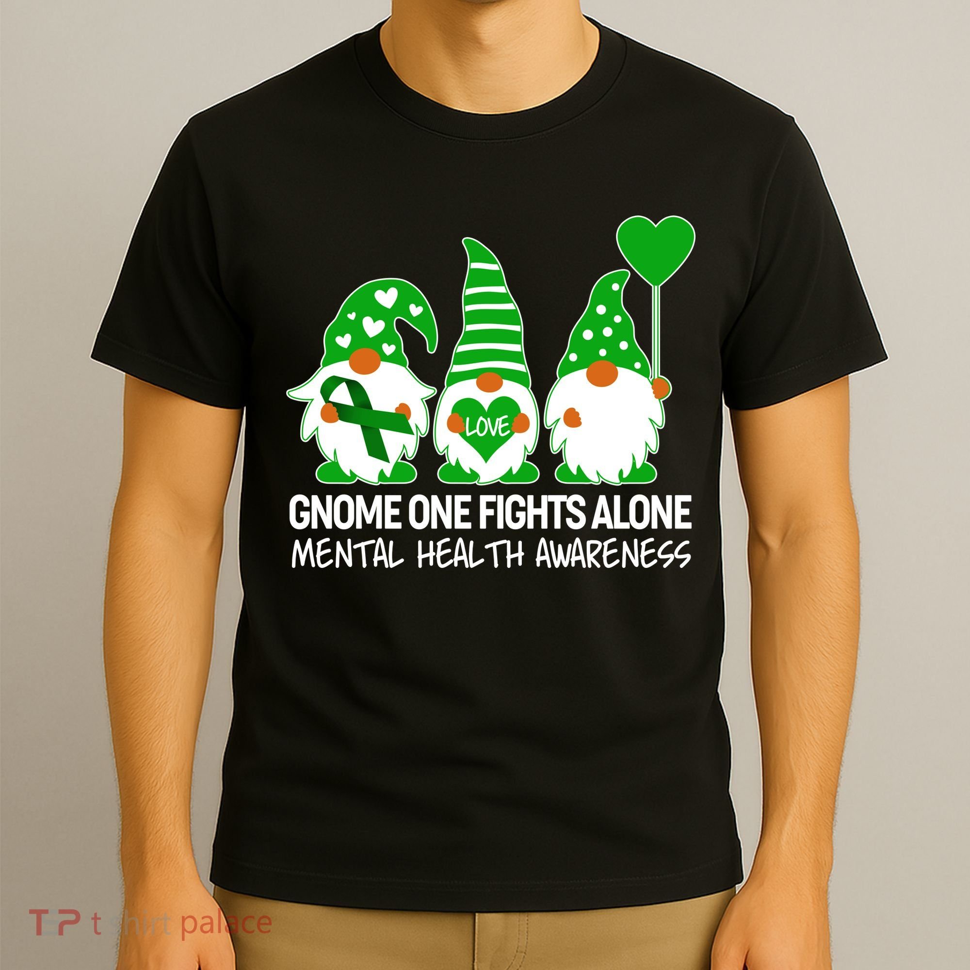 Gnome One Fights Alone Mental Health Awareness T-Shirt
