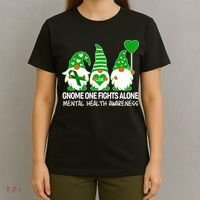 Gnome One Fights Alone Mental Health Awareness T-Shirt thumb 4