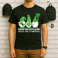 Gnome One Fights Alone Mental Health Awareness T-Shirt thumb 6