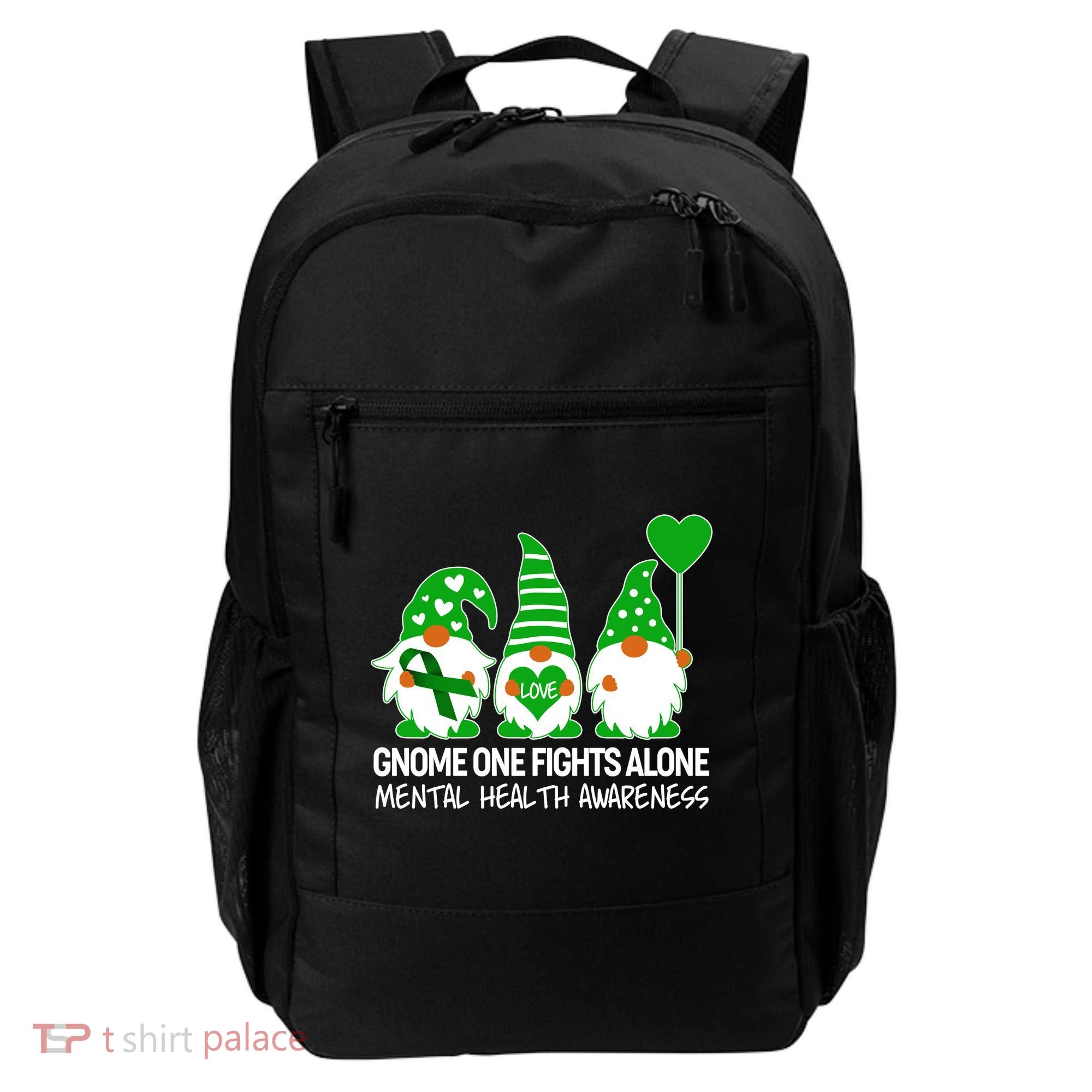 Gnome One Fights Alone Mental Health Awareness Backpack