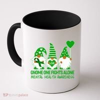Gnome One Fights Alone Mental Health Awareness Coffee Mug thumb 0