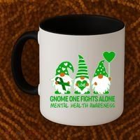 Gnome One Fights Alone Mental Health Awareness Coffee Mug thumb 2