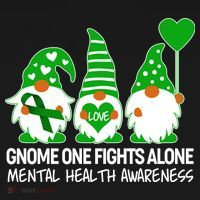 Gnome One Fights Alone Mental Health Awareness Polo thumb 3