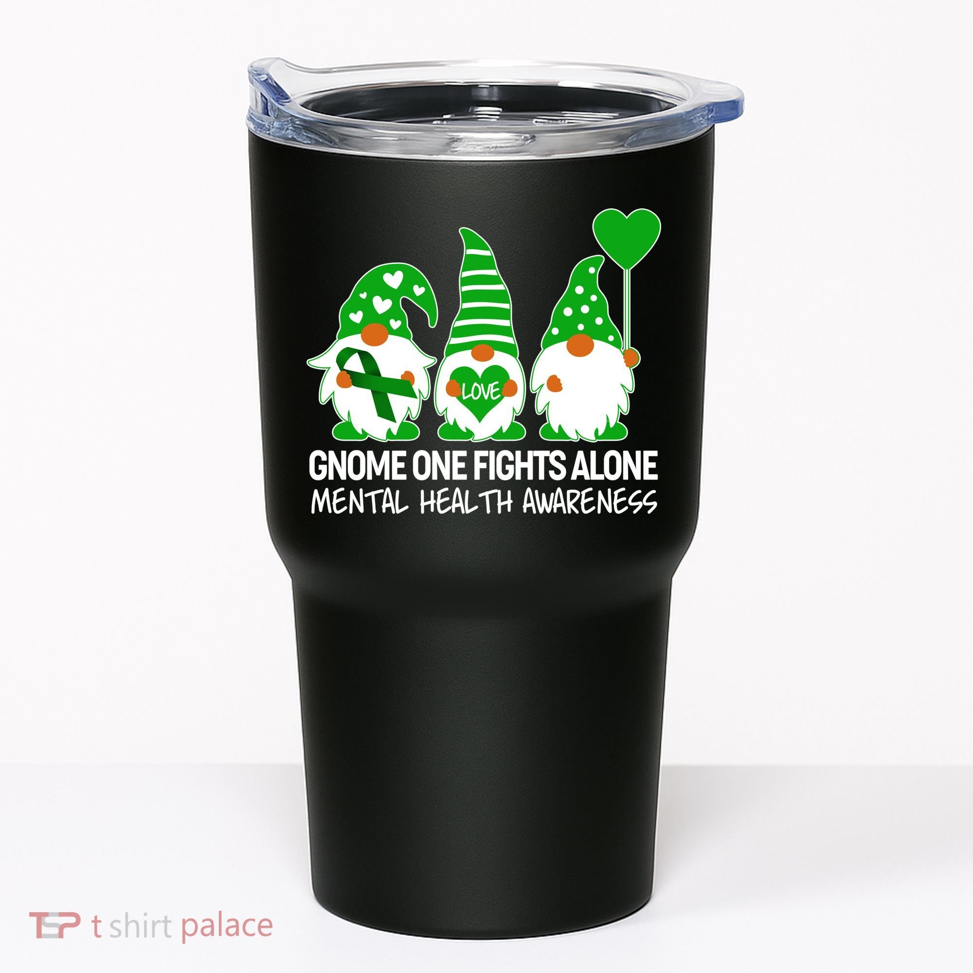 Gnome One Fights Alone Mental Health Awareness Tumbler