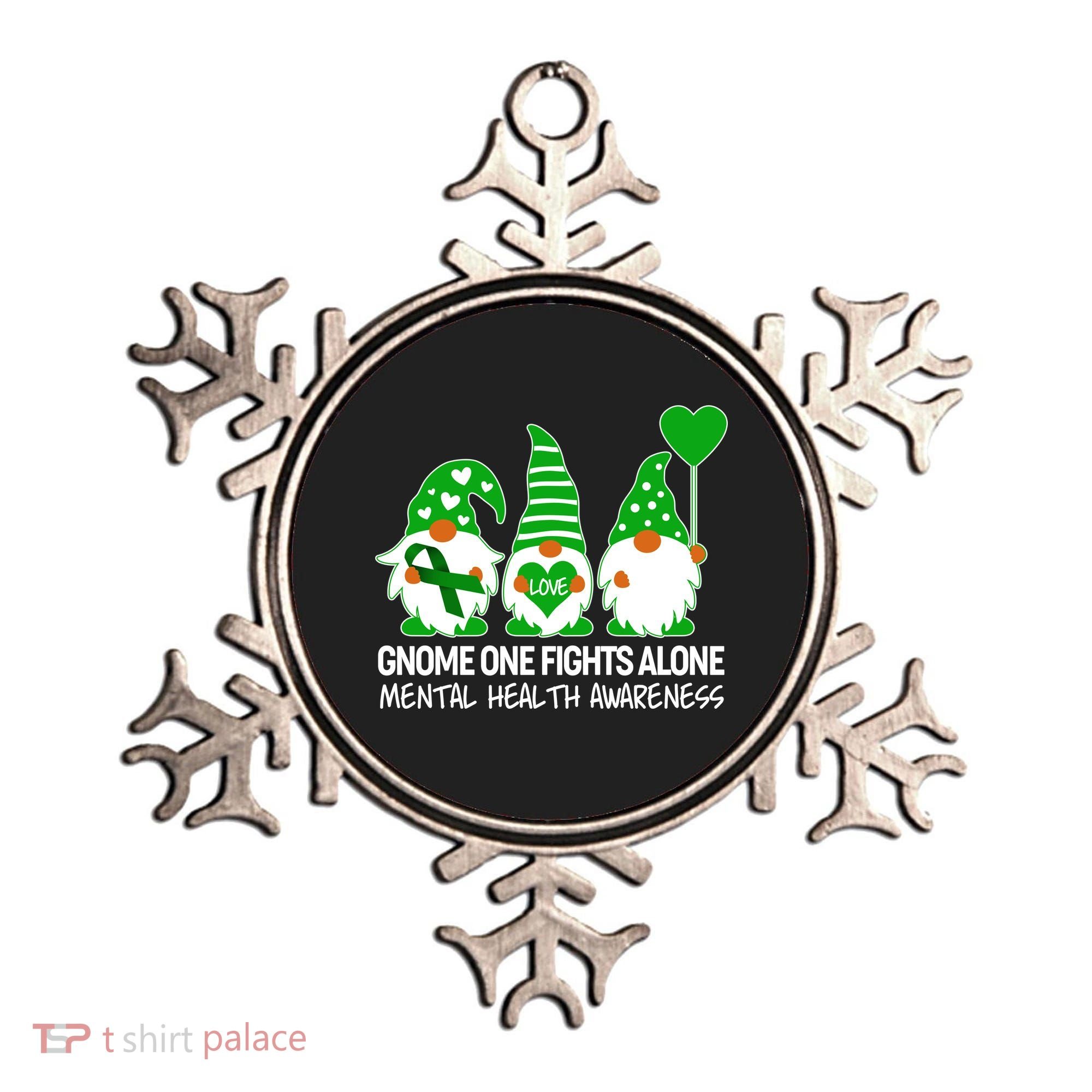 Gnome One Fights Alone Mental Health Awareness Ornament