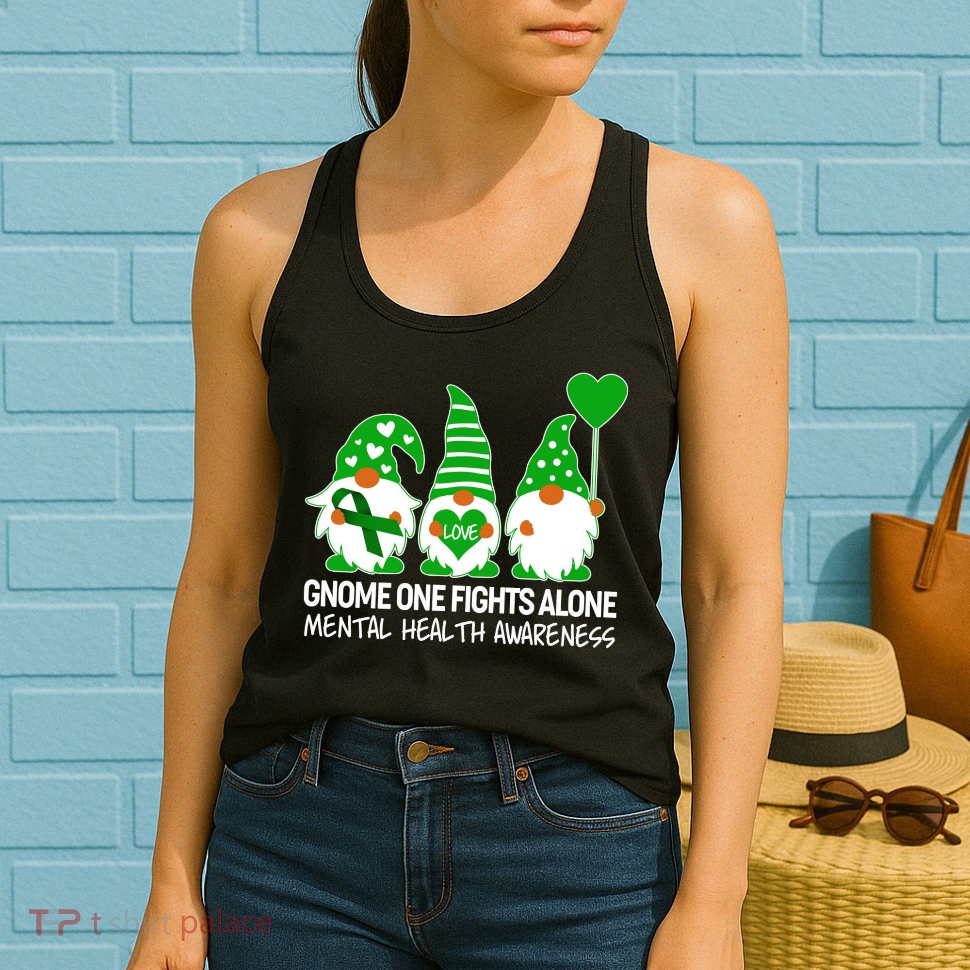 Gnome One Fights Alone Mental Health Awareness Women's Tank Top