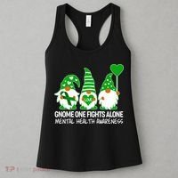 Gnome One Fights Alone Mental Health Awareness Women's Tank Top thumb 3