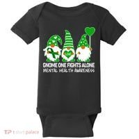 Gnome One Fights Alone Mental Health Awareness Baby Bodysuit thumb 0
