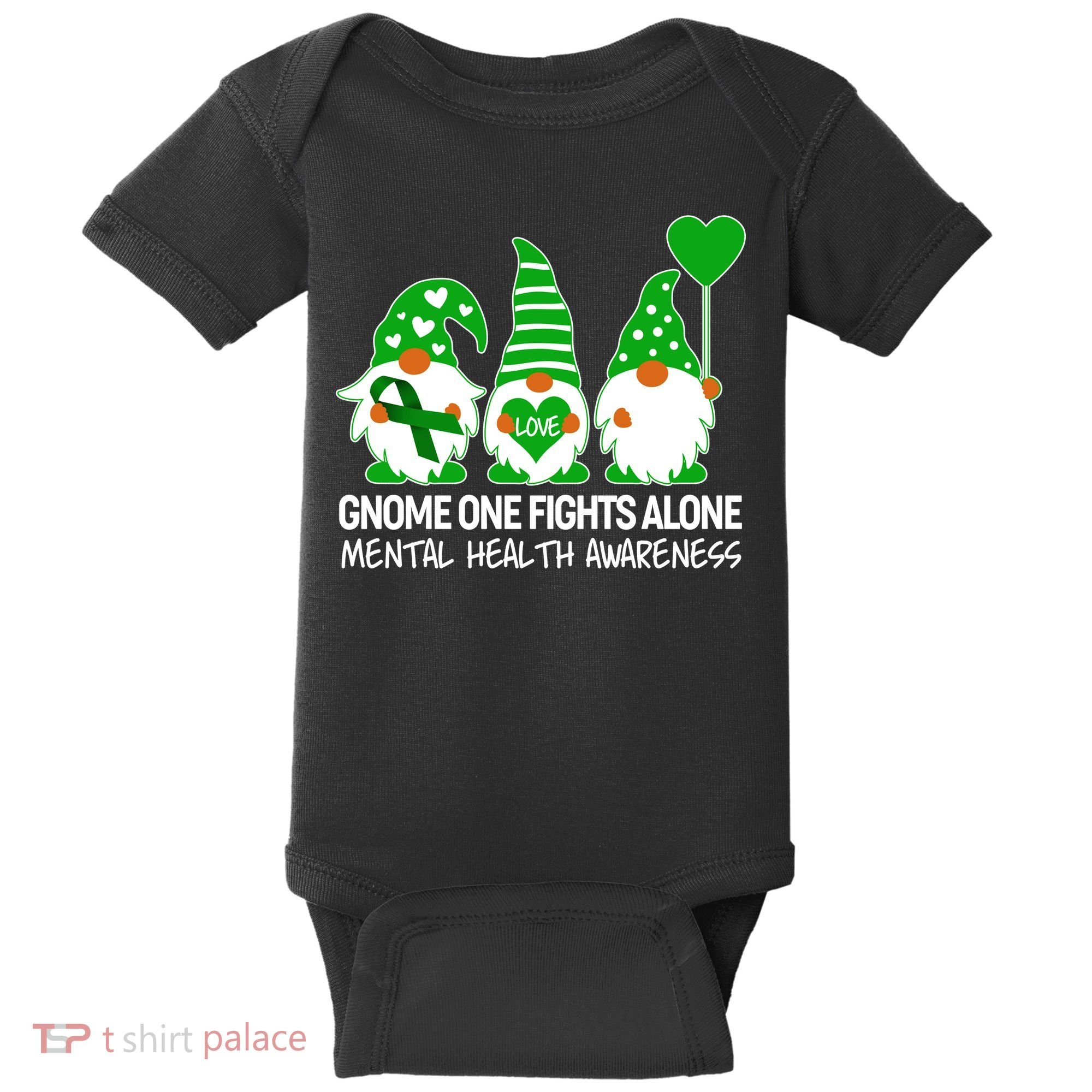 Gnome One Fights Alone Mental Health Awareness Baby Bodysuit