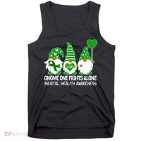 Gnome One Fights Alone Mental Health Awareness Tank Top thumb 0