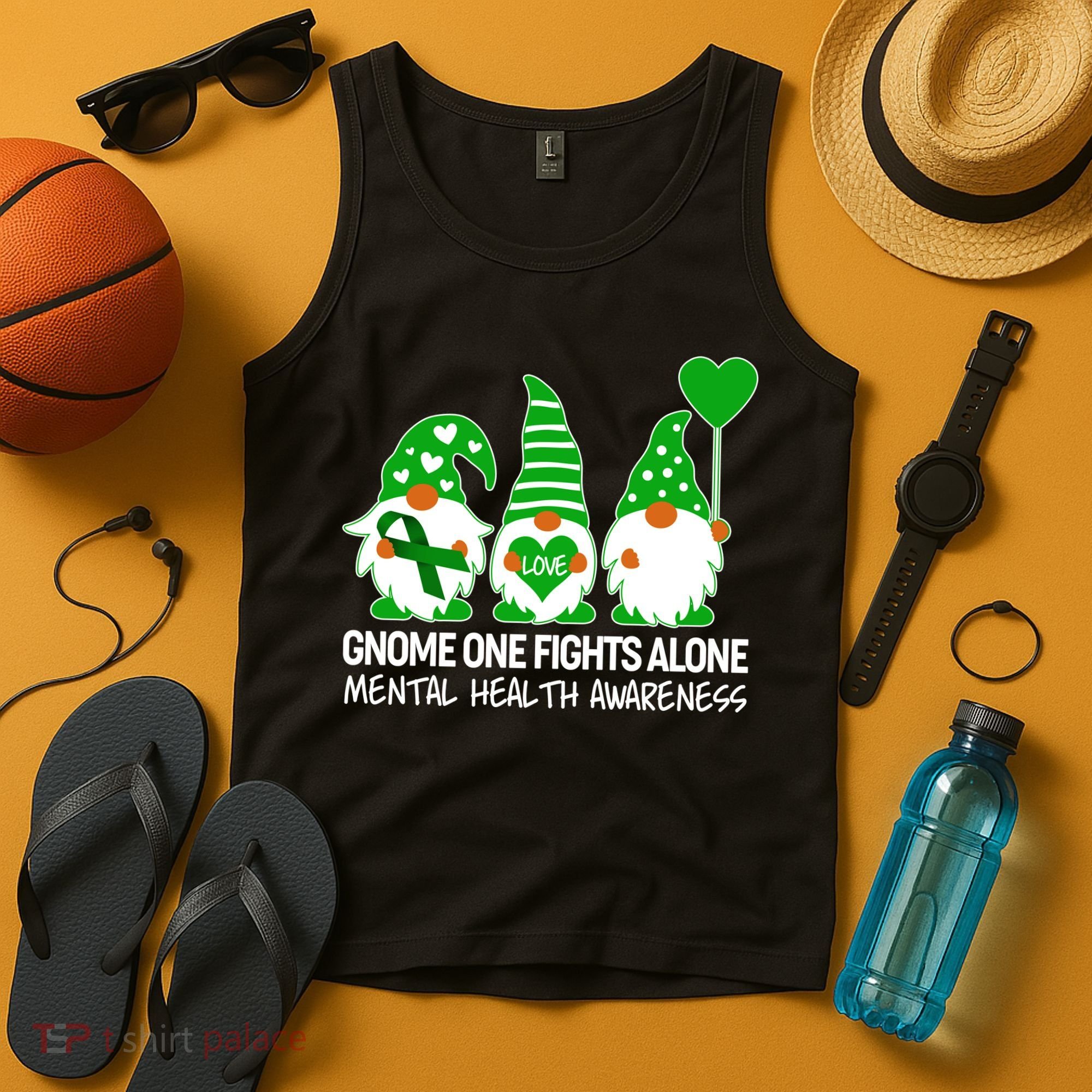 Gnome One Fights Alone Mental Health Awareness Tank Top