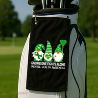 Gnome One Fights Alone Mental Health Awareness Golf Towel thumb 2