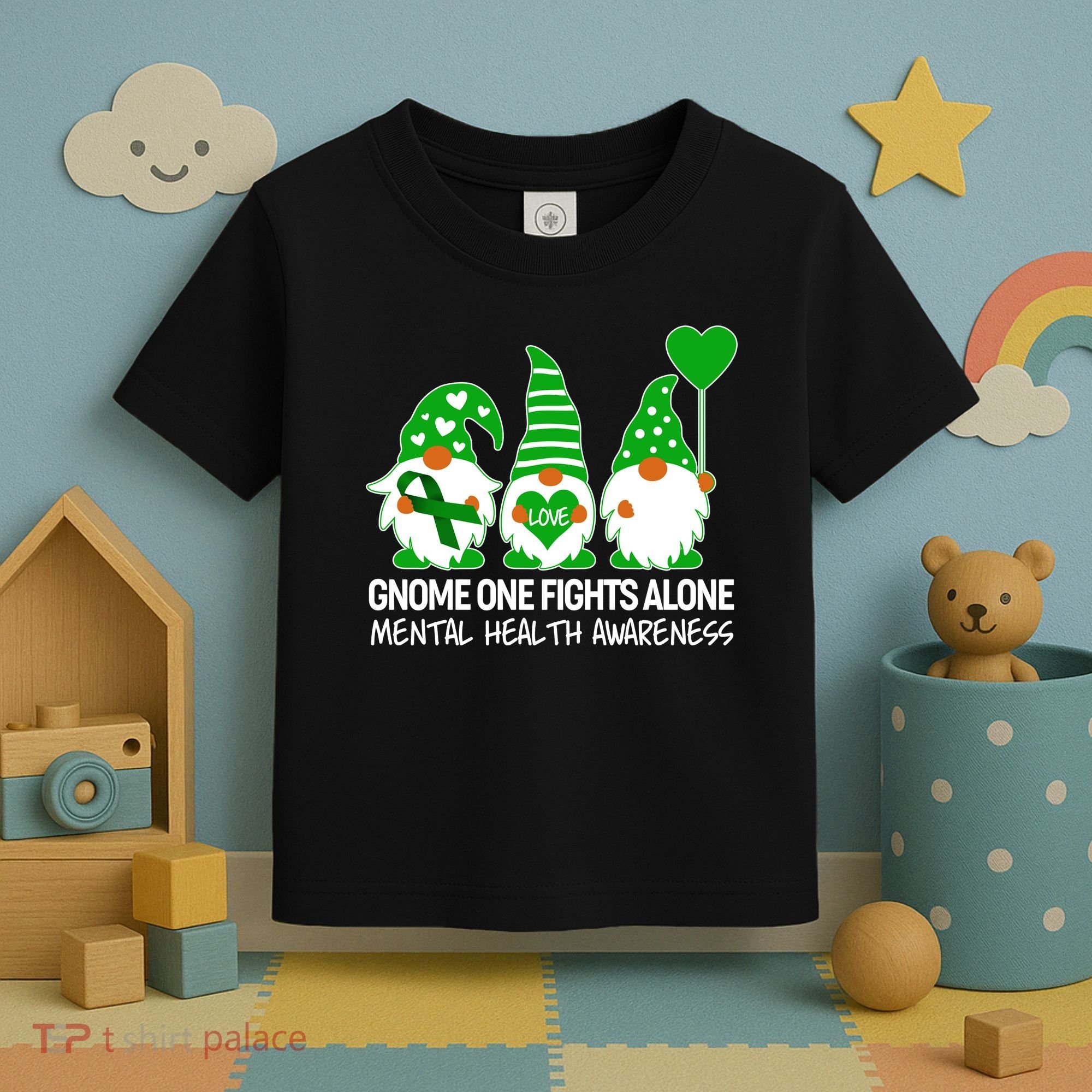 Gnome One Fights Alone Mental Health Awareness Toddler T-Shirt