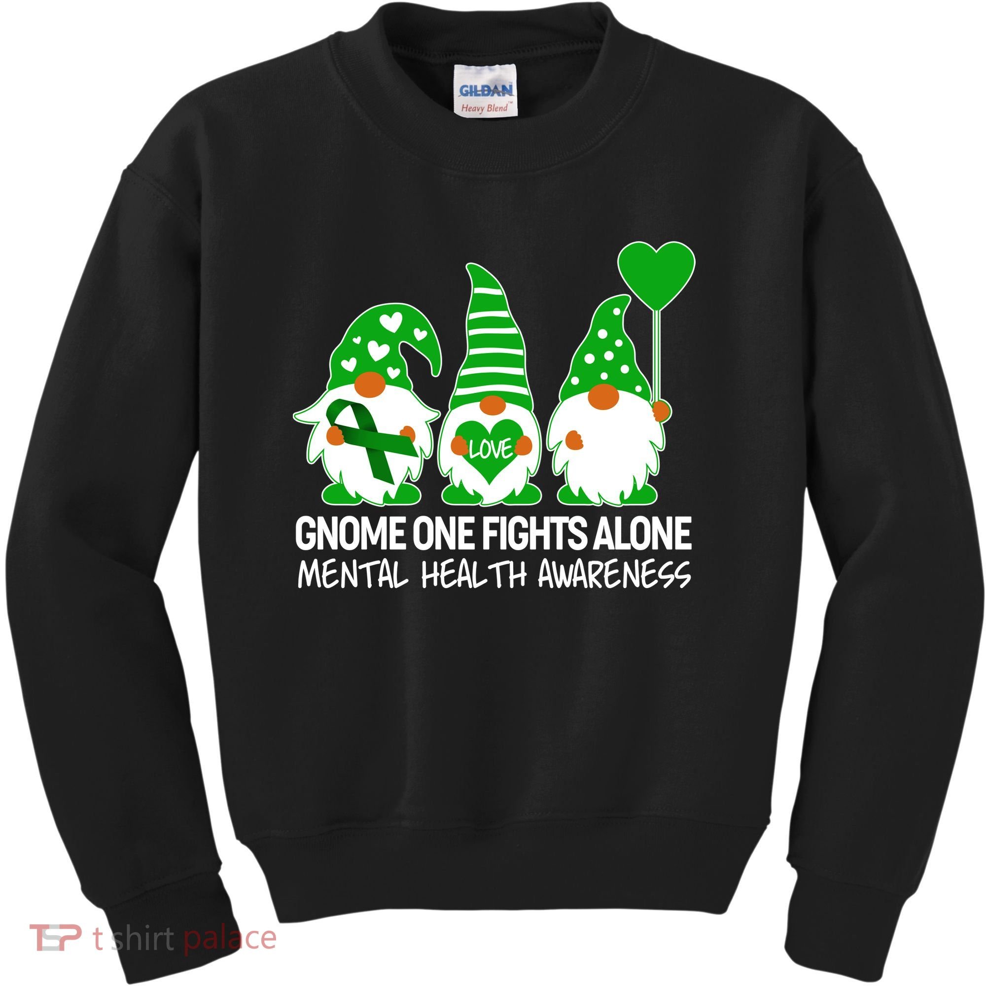 Gnome One Fights Alone Mental Health Awareness Kids Sweatshirt