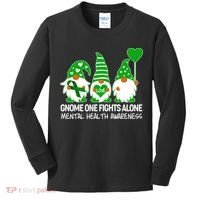 Gnome One Fights Alone Mental Health Awareness Kids Long Sleeve Shirt thumb 0