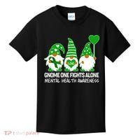 Gnome One Fights Alone Mental Health Awareness Kids T-Shirt thumb 0