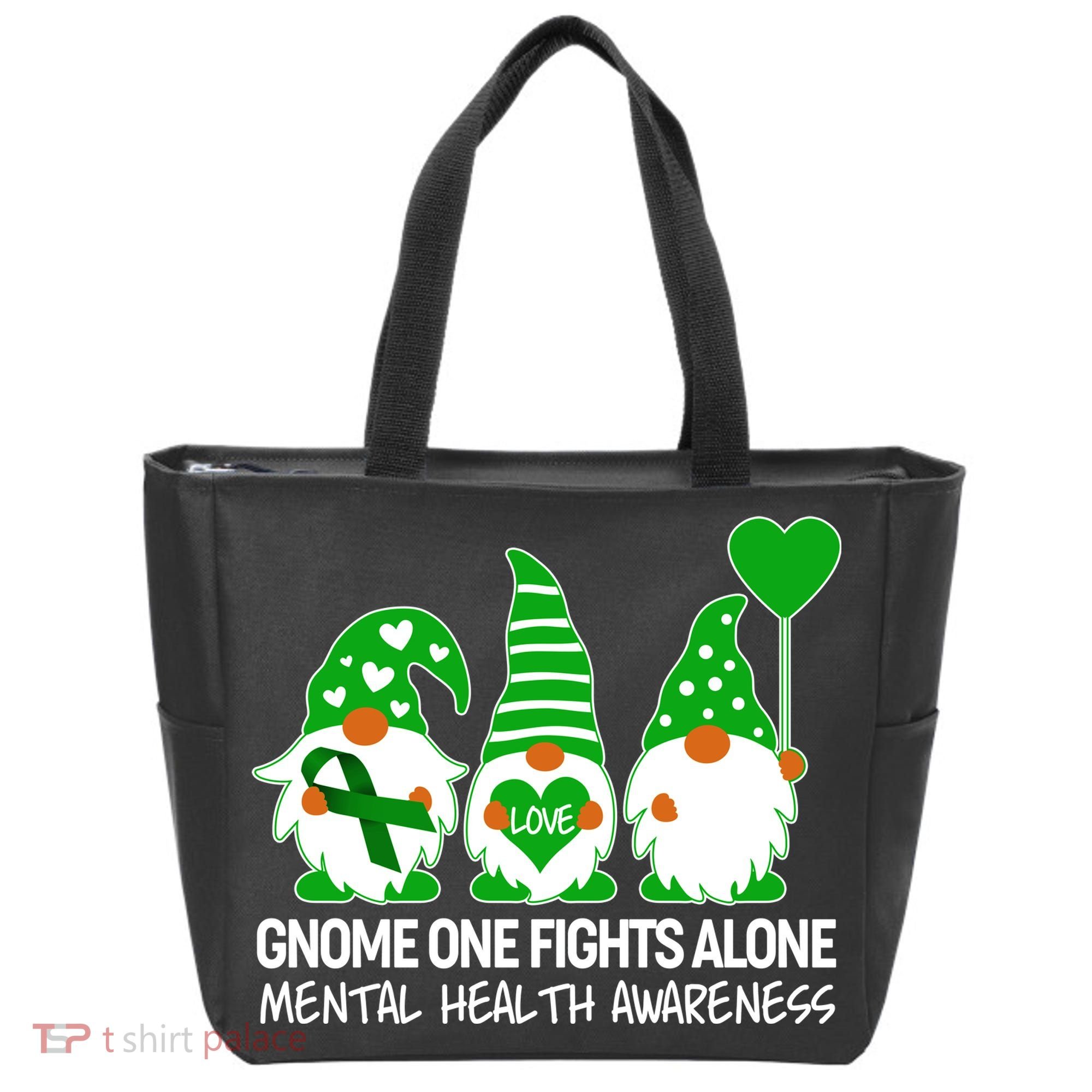 Gnome One Fights Alone Mental Health Awareness Tote Bag