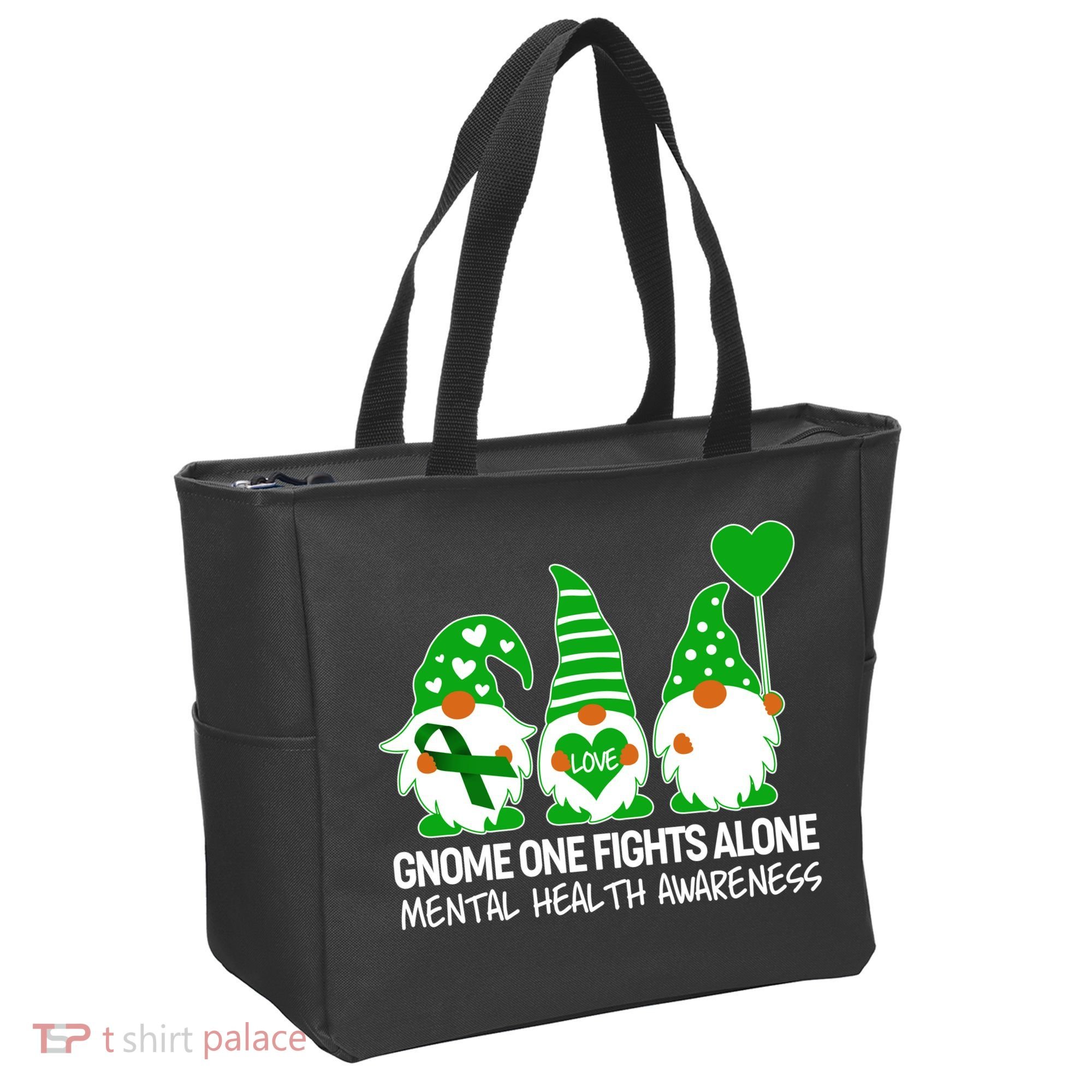 Gnome One Fights Alone Mental Health Awareness Tote Bag