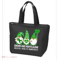 Gnome One Fights Alone Mental Health Awareness Tote Bag thumb 3