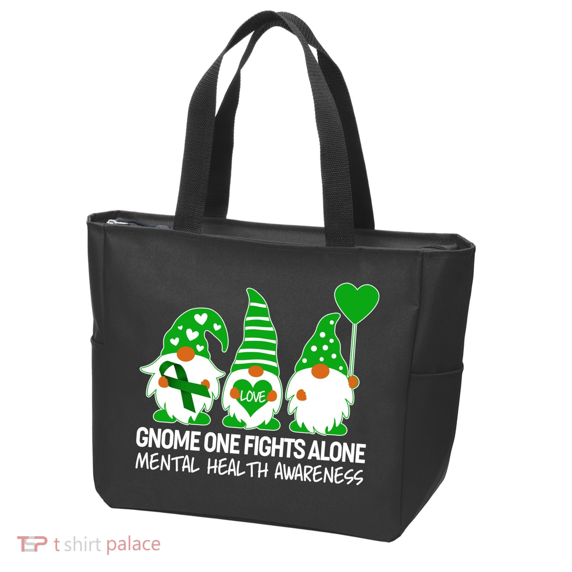 Gnome One Fights Alone Mental Health Awareness Tote Bag
