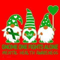 Gnome One Fights Alone Mental Health Awareness Santa Hat thumb 1