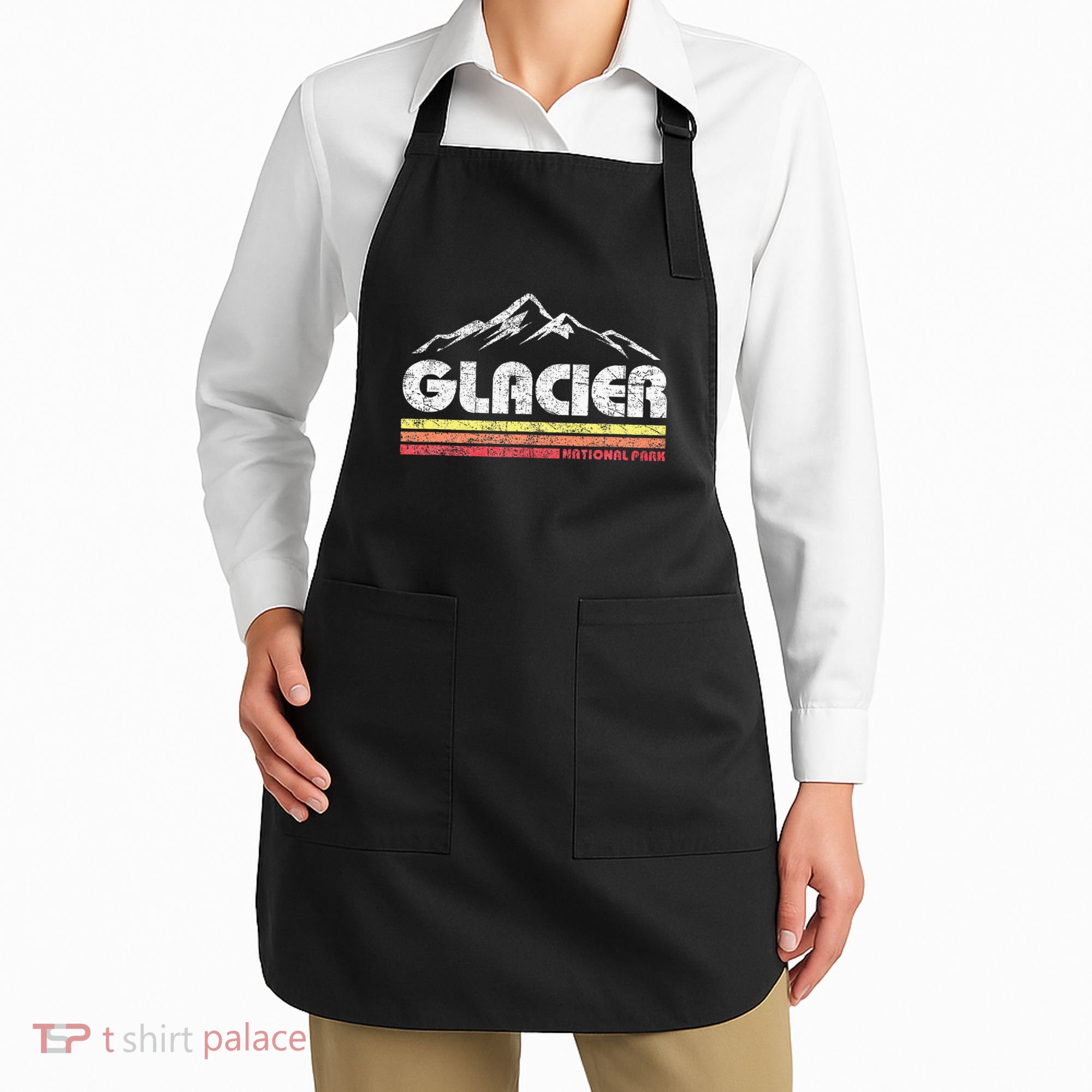 Glacier National Park Retro Mountain Souvenir Apron