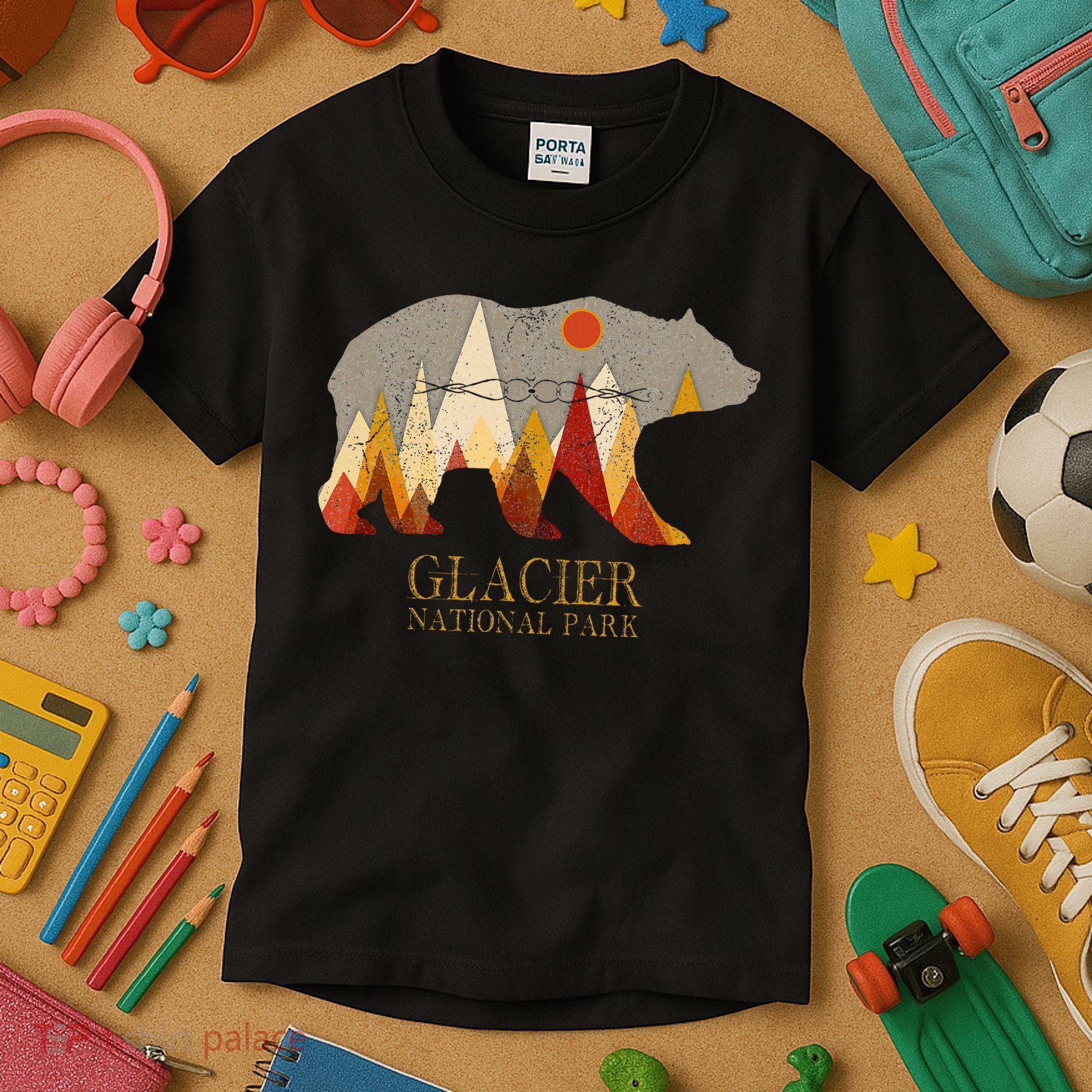 Glacier National Park Grizzly Bear Montana Kids T-Shirt