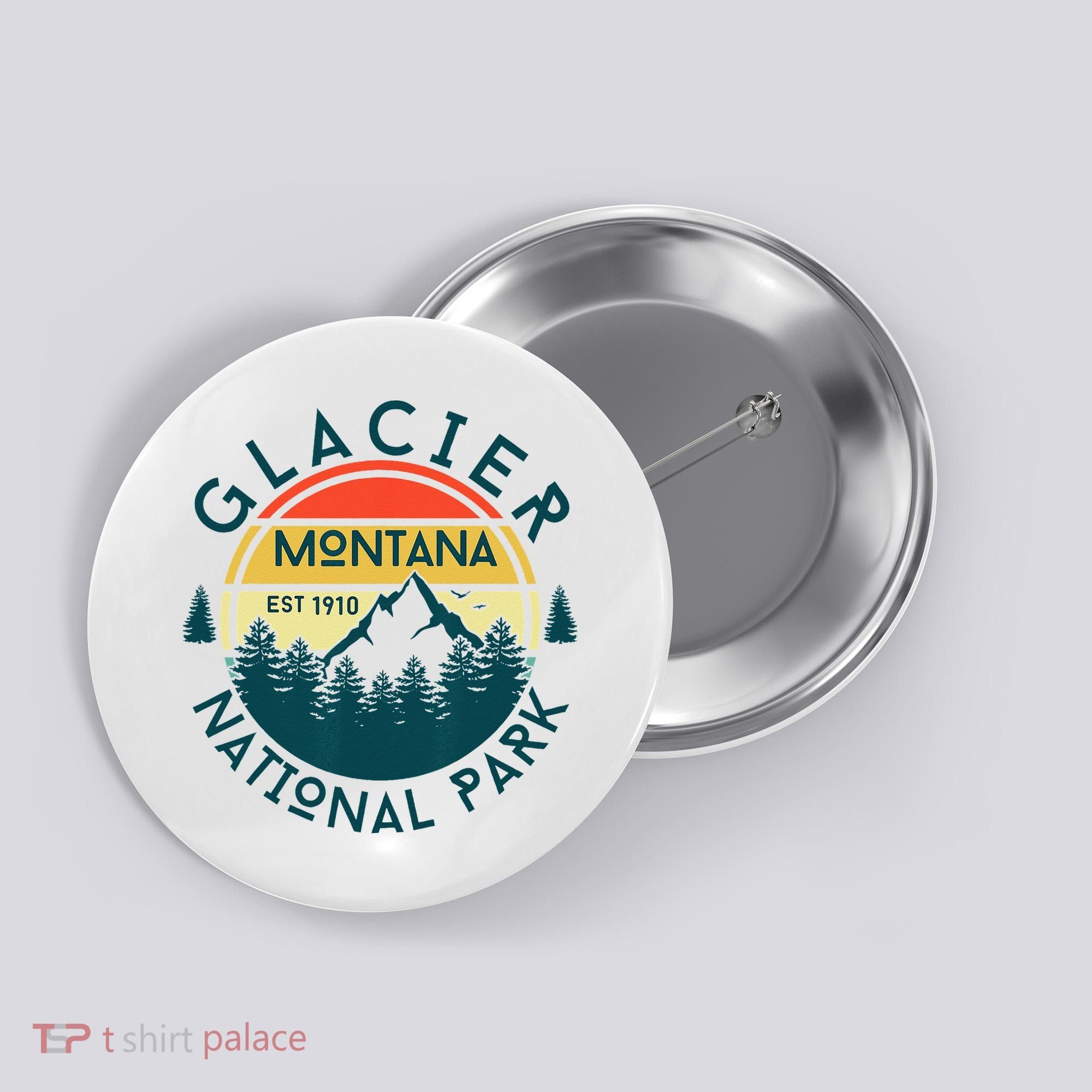 Glacier National Park Montana Hiking Nature Outdoors Button