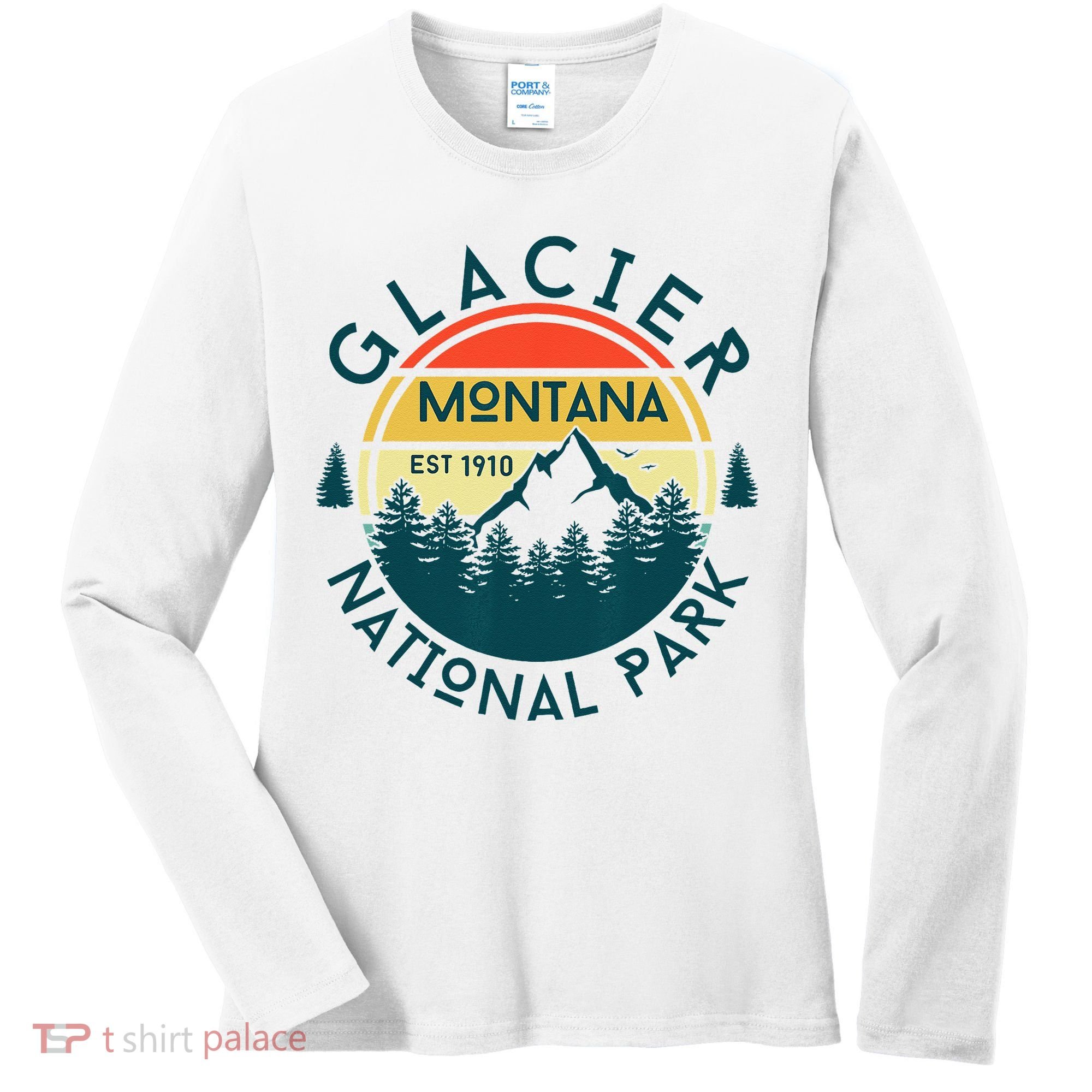 Glacier National Park Montana Hiking Nature Outdoors Women's Long Sleeve Shirt