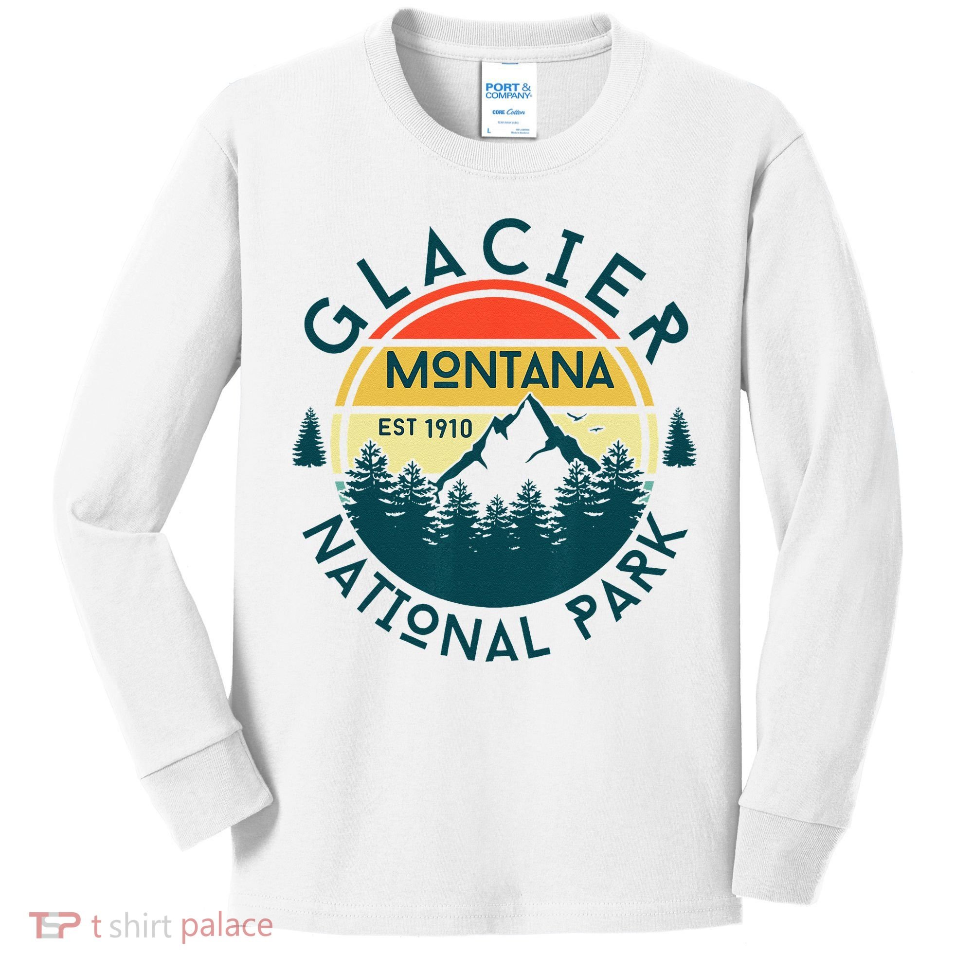 Glacier National Park Montana Hiking Nature Outdoors Kids Long Sleeve Shirt