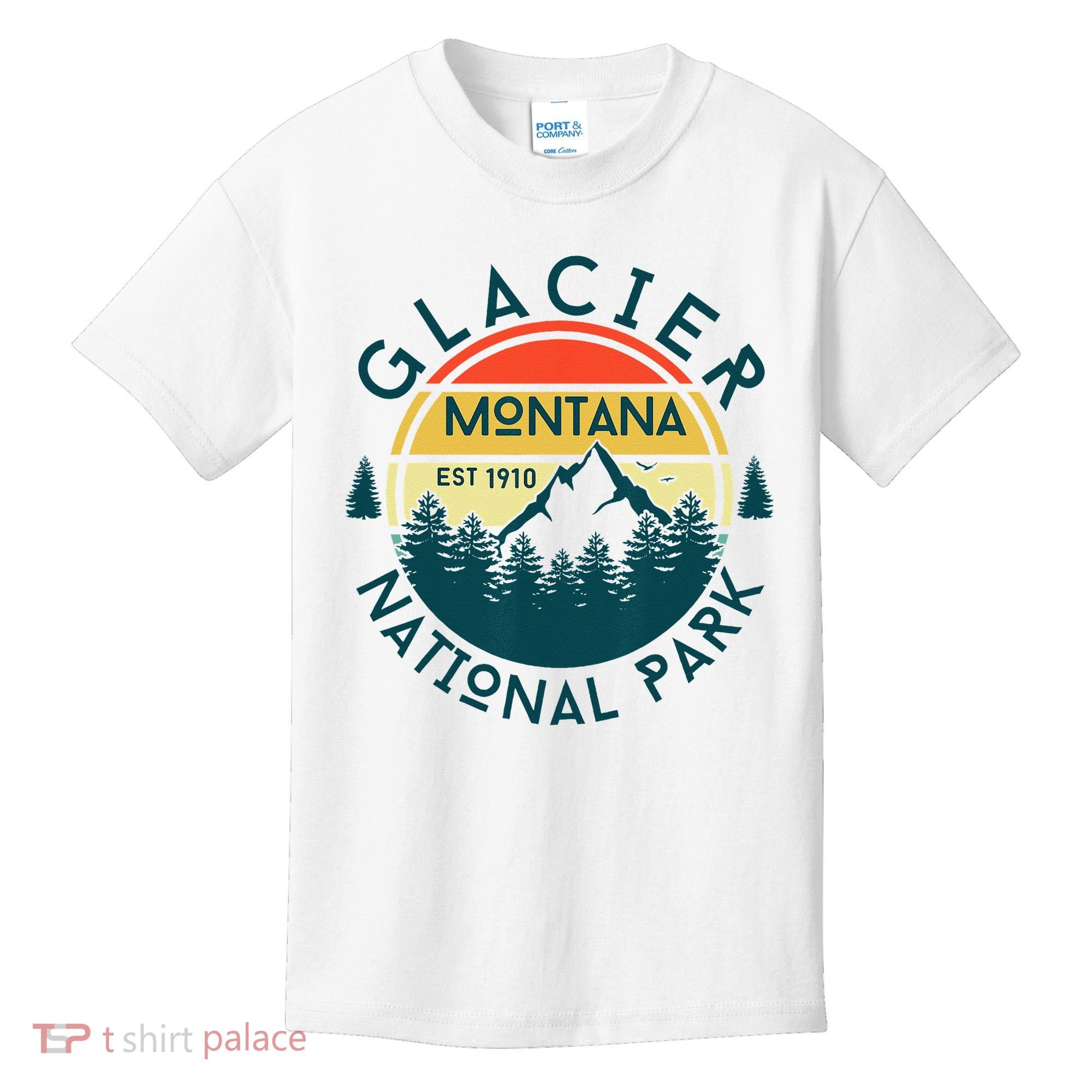 Glacier National Park Montana Hiking Nature Outdoors Kids T-Shirt