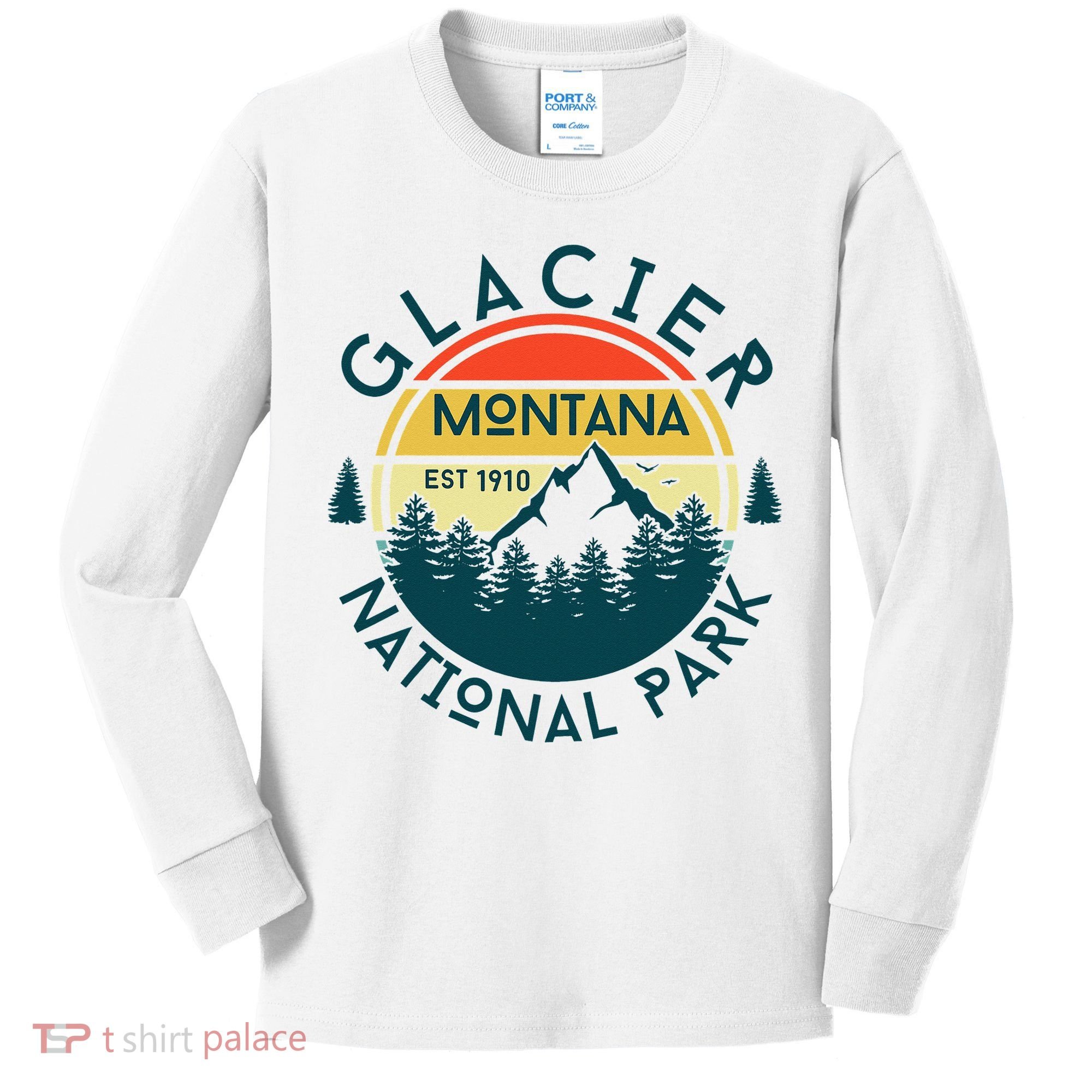 Glacier National Park Montana Hiking Nature Outdoors Kids Long Sleeve Shirt