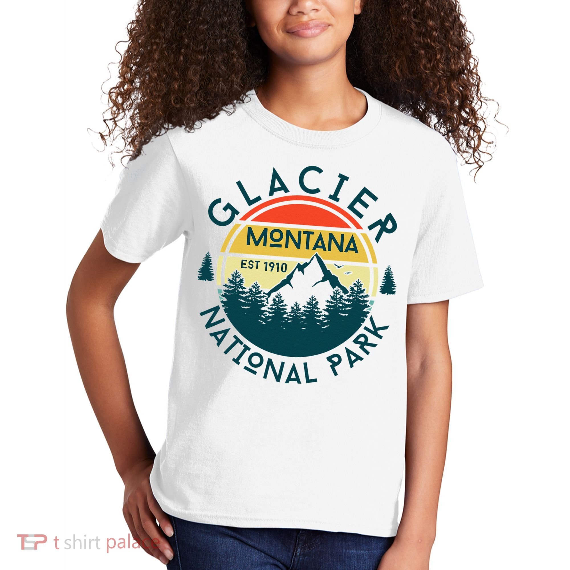 Glacier National Park Montana Hiking Nature Outdoors Kids T-Shirt