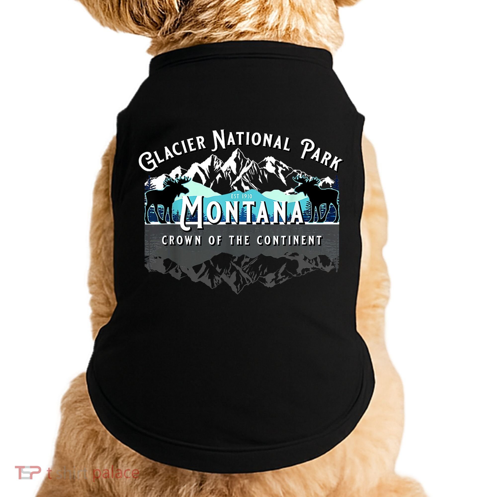 Glacier National Park Montana Moose Hiking Camping Souvenir Doggie Tank