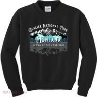Glacier National Park Montana Moose Hiking Camping Souvenir Kids Sweatshirt thumb 0