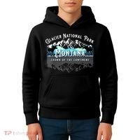 Glacier National Park Montana Moose Hiking Camping Souvenir Kids Hoodie thumb 4