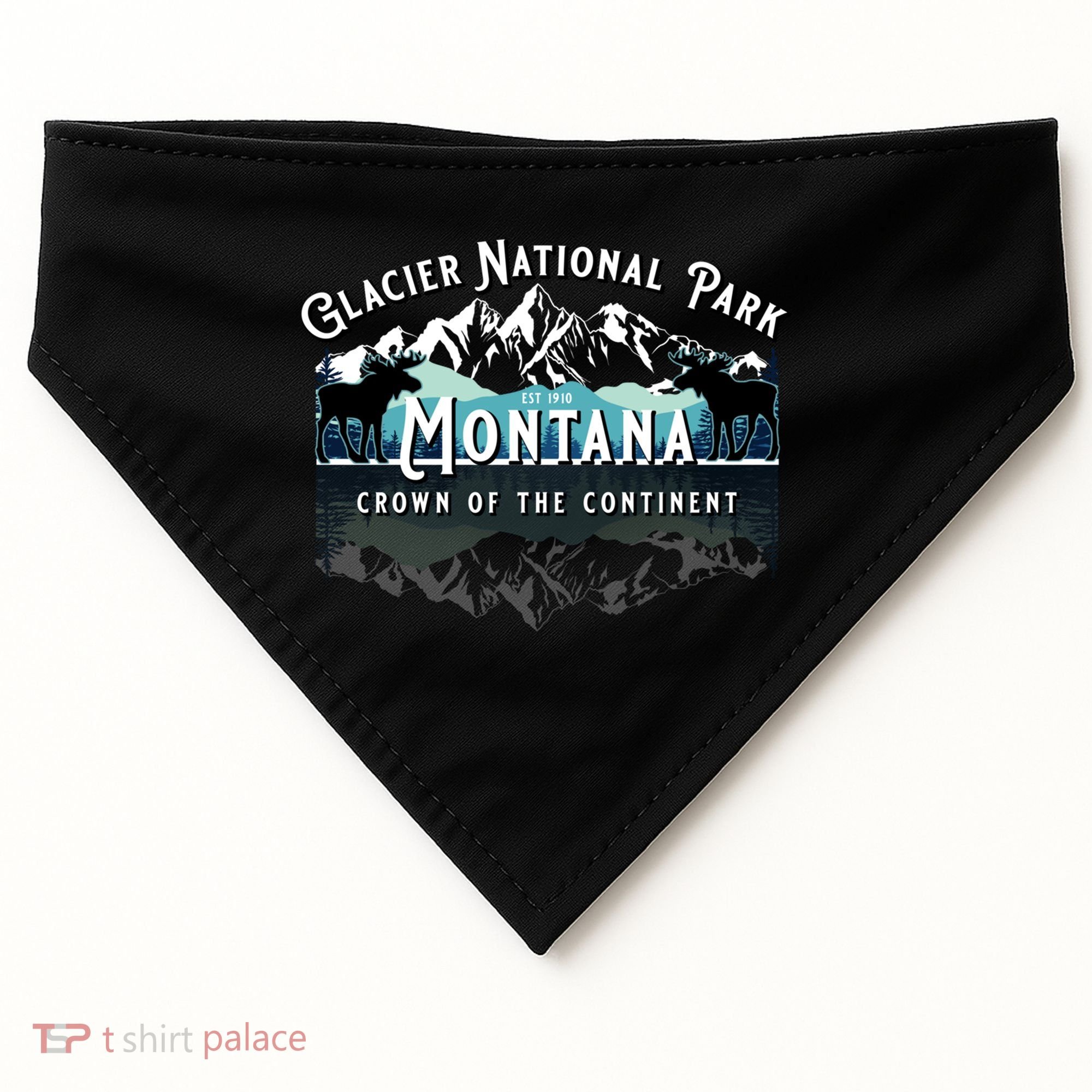 Glacier National Park Montana Hiking Moose Camping Souvenir Gift USA-Made Doggie Bandana