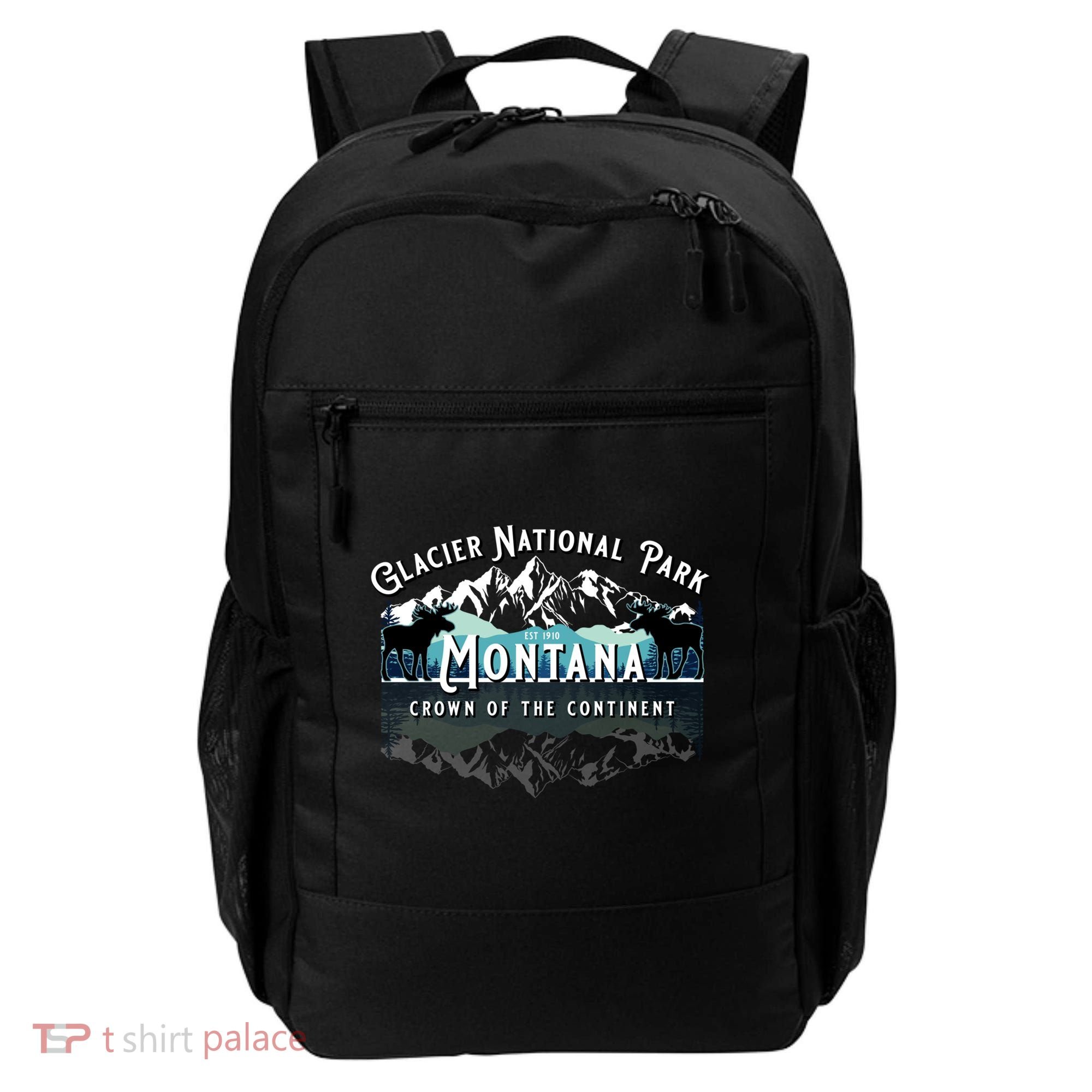 Glacier National Park Montana Hiking Moose Camping Souvenir Gift Backpack