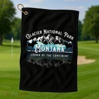 Glacier National Park Montana Hiking Moose Camping Souvenir Gift Golf Towel thumb 1