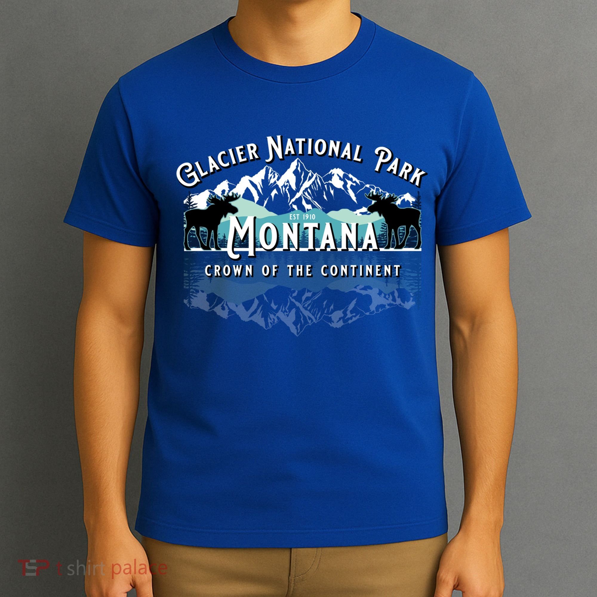 Glacier National Park Montana Hiking Moose Camping Souvenir Gift T-Shirt