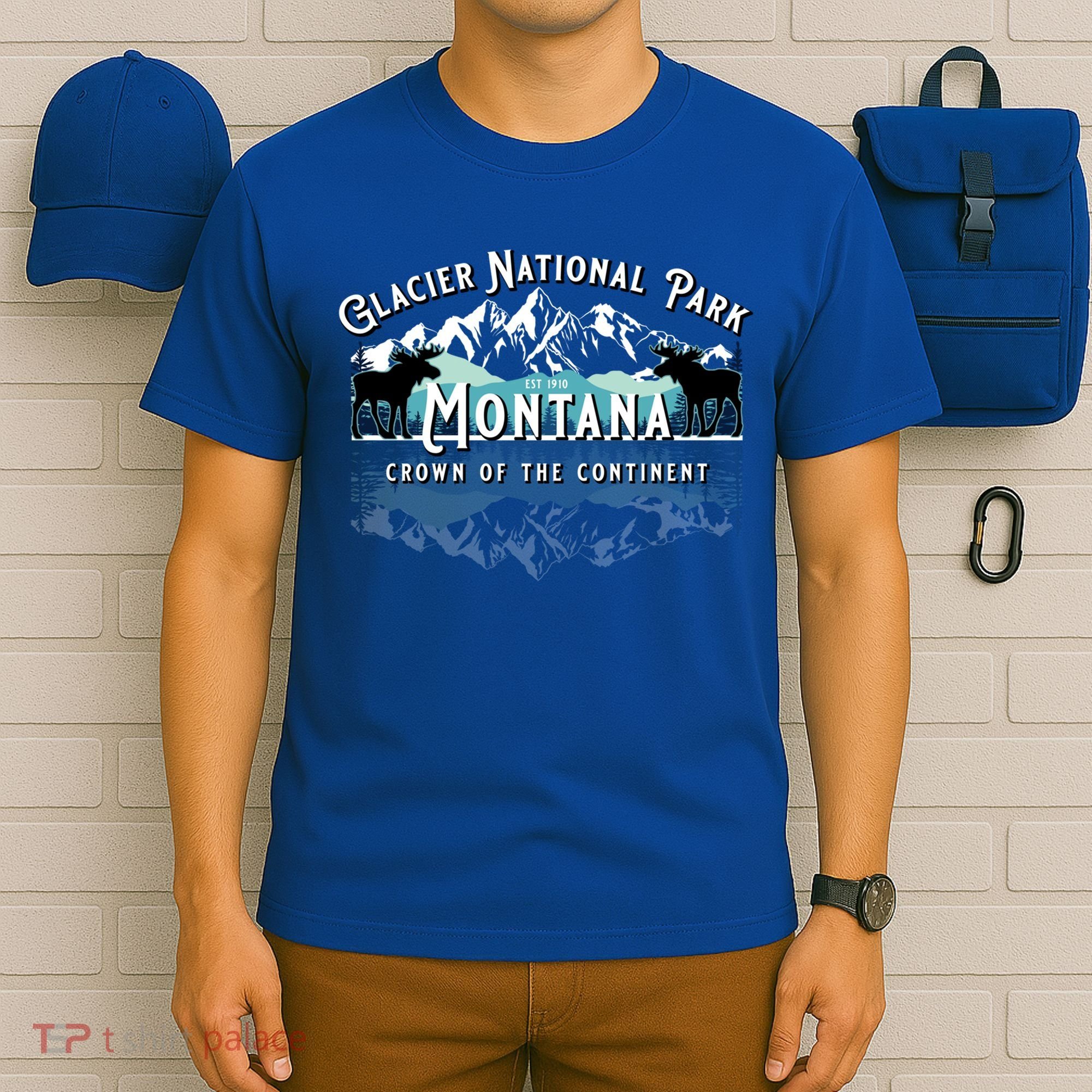 Glacier National Park Montana Hiking Moose Camping Souvenir Gift T-Shirt