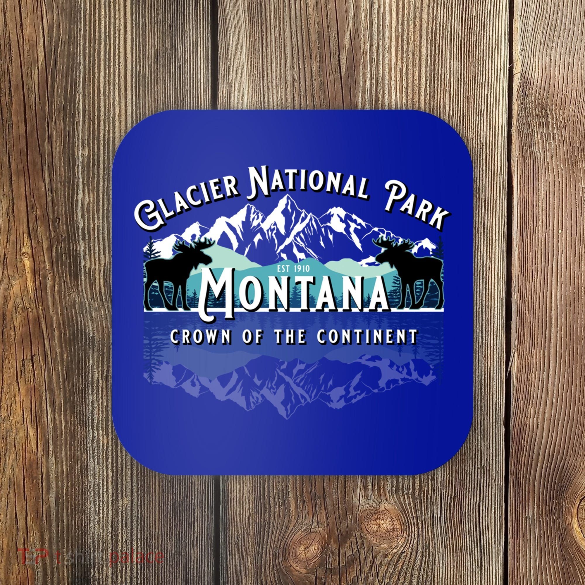 Glacier National Park Montana Hiking Moose Camping Souvenir Gift Coaster