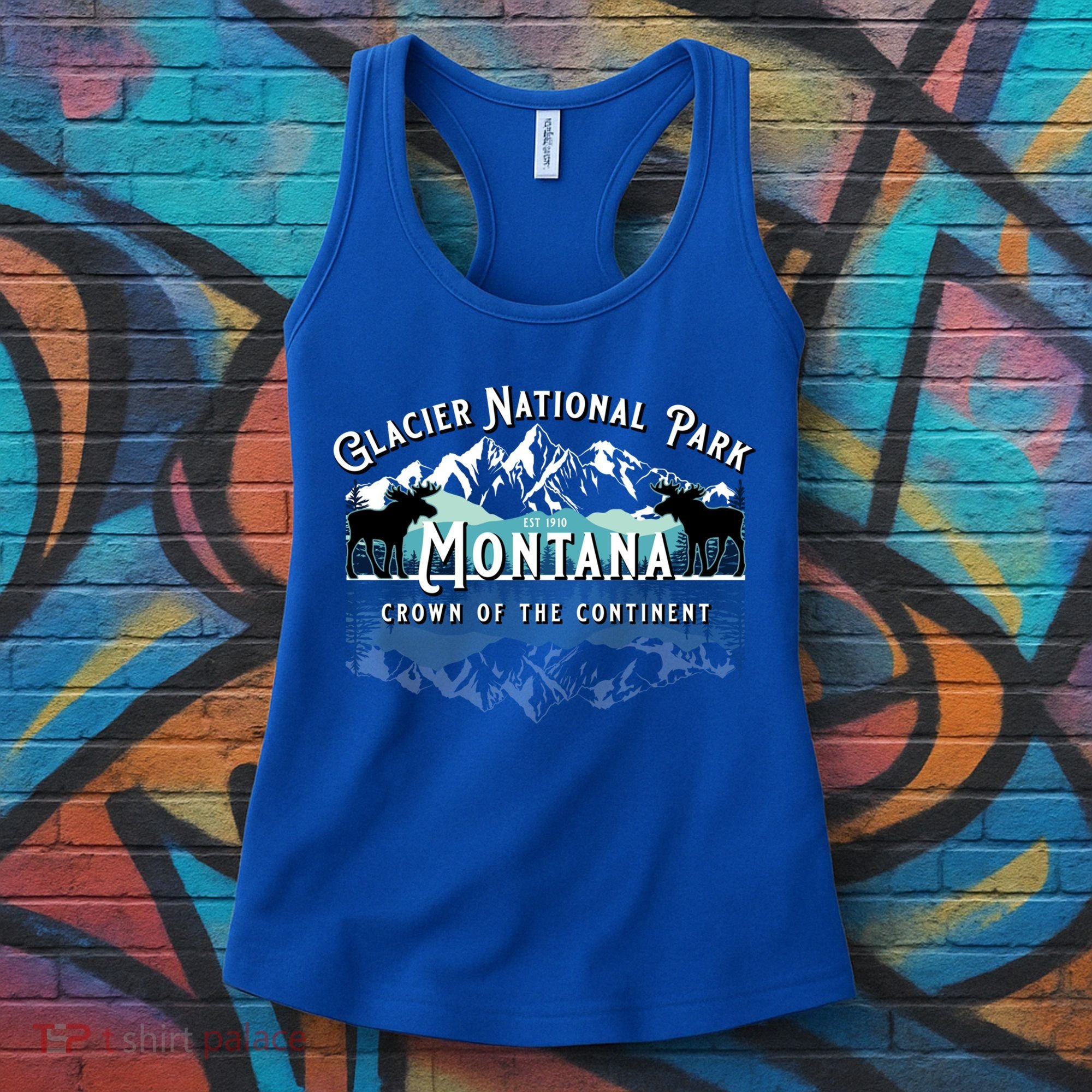 Glacier National Park Montana Hiking Moose Camping Souvenir Gift Women's Tank Top
